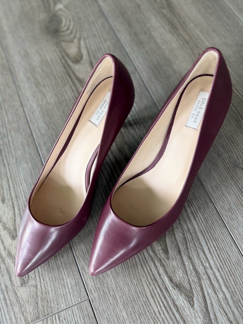 Cole Haan Grand.ØS Burgundy Leather Pointed Toe Heal | Women’s Size 7.5 B
